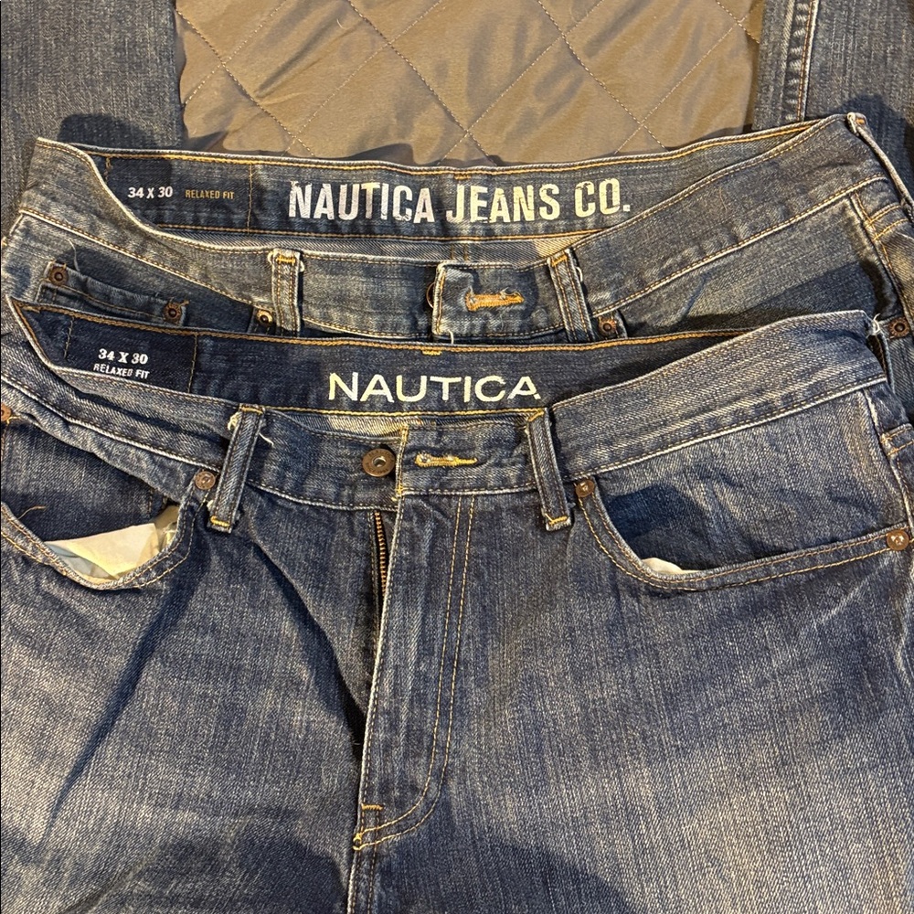 Men’s Nautica Relaxed Fit Blue Jeans - 2 pair - Like New - Size 34x30
